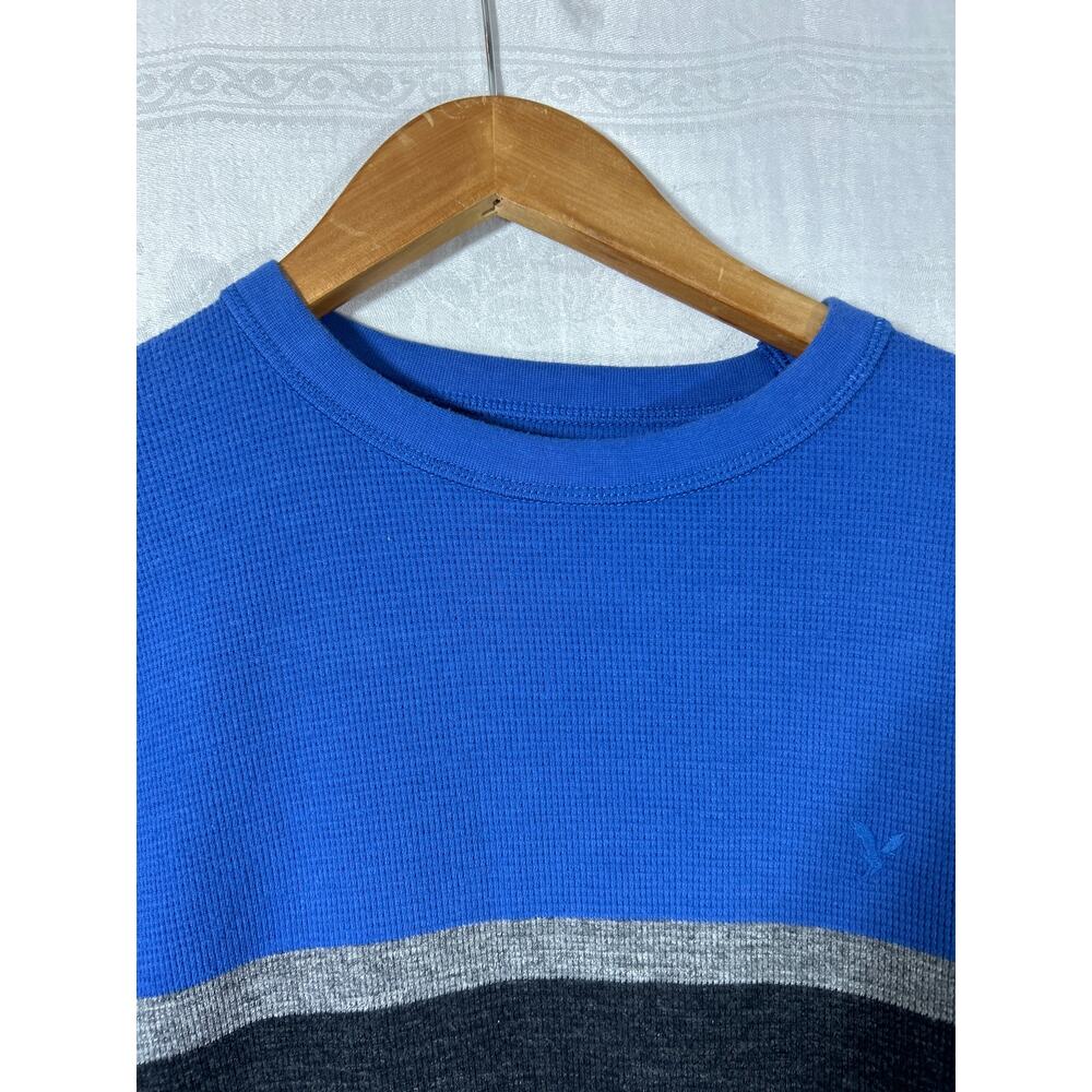 American Eagle Thermal Shirt Medium Blue Waffle Y2K Vintage - Picture 6 of 11